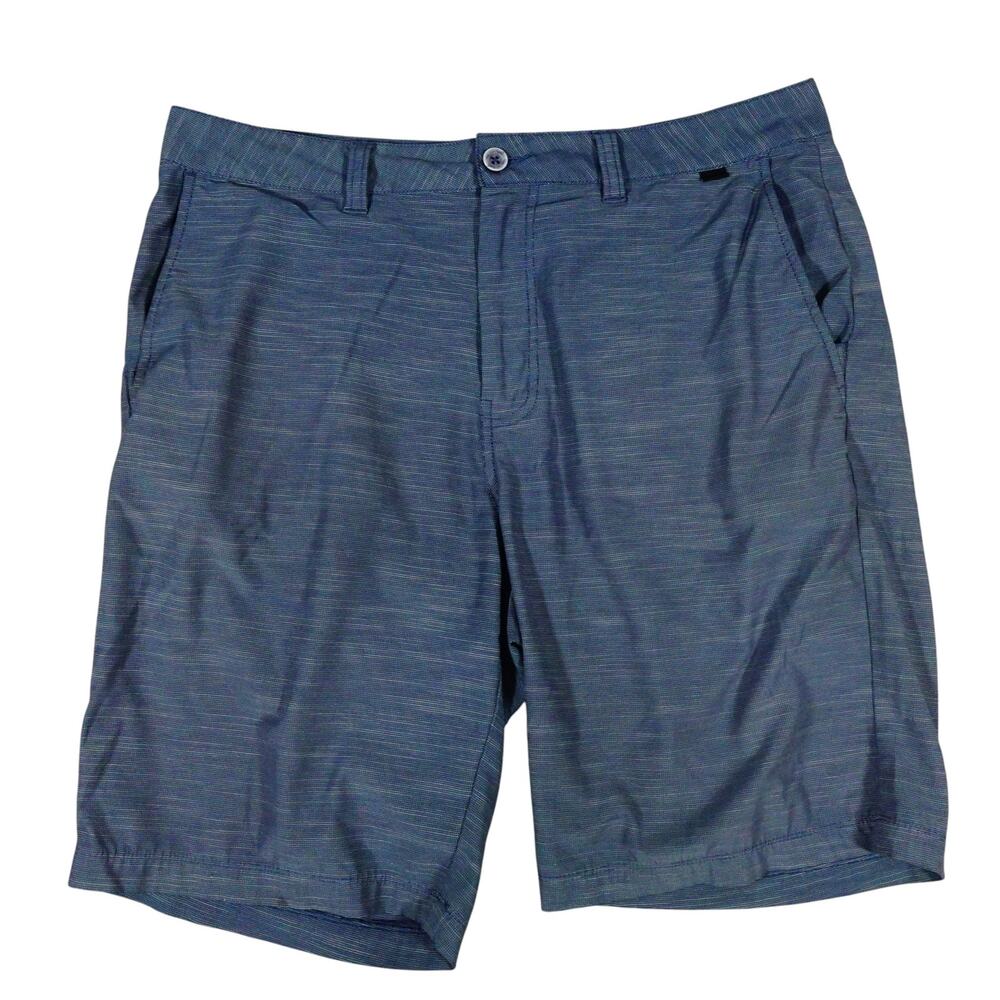 Travis Mathew Performance Striped Flat Front Golf Shorts 10” Inseam Men's 34